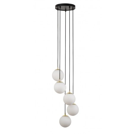 Lampa wisząca Piano 5 33659 czarny, mosiądzowany, klosz biały Sigma