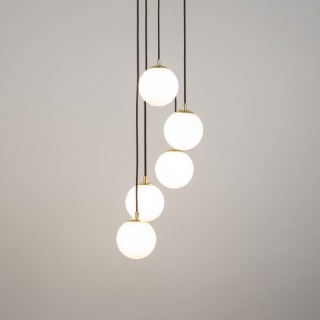 Lampa wisząca Piano 5 33659 czarny, mosiądzowany, klosz biały Sigma