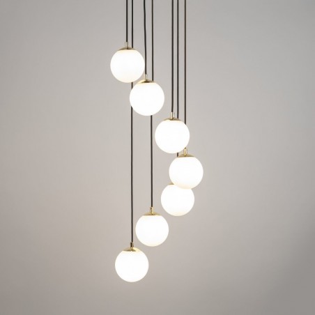 Lampa wisząca Piano 7 33660 czarny, mosiądzowany, klosz biały Sigma