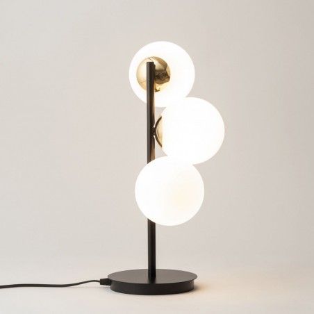 Lampka Piano 50364 czarny, mosiądzowany, klosz biały Sigma