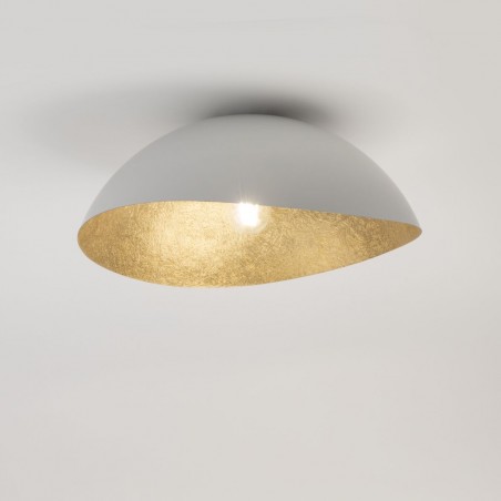 Plafon Solaris M 40612 biały, klosz biały, złoty Sigma