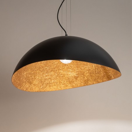 Lampa wisząca Solaris M 40608 czarny, klosz czarny, miedziany Sigma