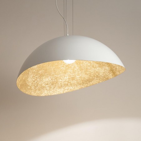 Lampa wisząca Solaris L 40616 biały, klosz biały, złoty Sigma