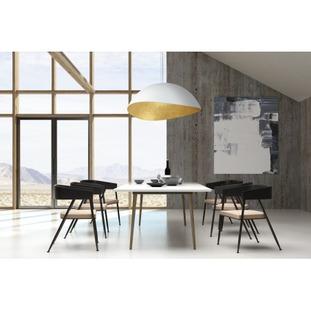 Lampa wisząca Solaris XL 40617 biały, klosz biały, złoty Sigma