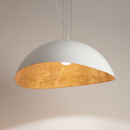 Lampa wisząca Solaris XL 40624 biały, klosz biały, miedziany Sigma