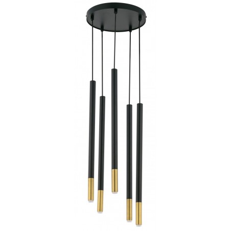 Lampa wisząca Sopel Due 5 33237 czarny , klosz czarny, złoty Sigma