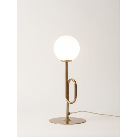 Lampka Tes 33634 złoty, klosz biały Sigma
