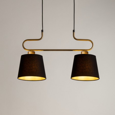 Lampa wisząca Volutto 2 40645 złoty, klosz czarny, miedziany Sigma