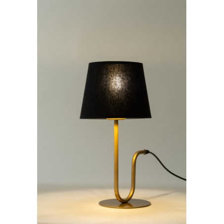 Lampka Volutto 50358 złoty, klosz czarny, miedziany Sigma