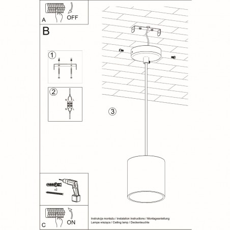 Lampa wisząca ORBIS 1 biały SL.0053 Sollux