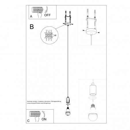 Lampa wisząca EDISON czarna SL.0152 Sollux