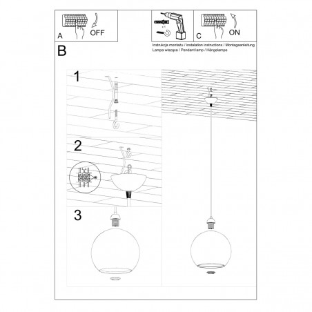 Lampa wisząca BALL grafit SL.0250 Sollux