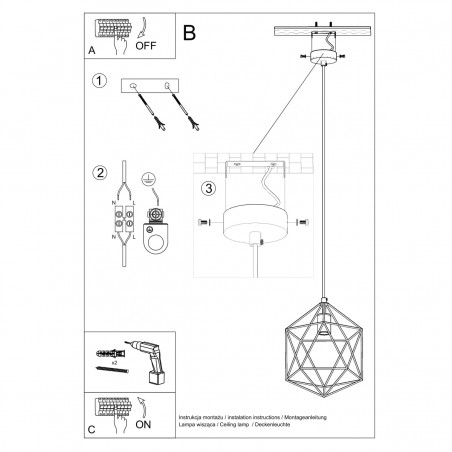 Lampa wisząca GASPARE biała SL.0290 Sollux