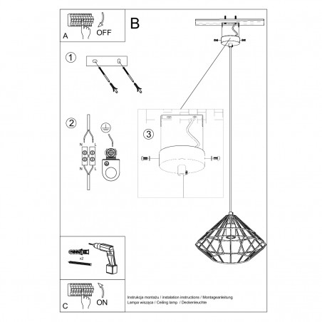 Lampa wisząca UMBERTO czarna SL.0294 Sollux