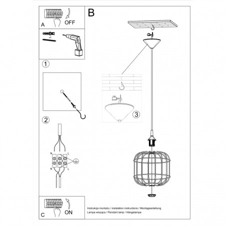 Lampa wisząca CELTA czarna SL.0296 Sollux