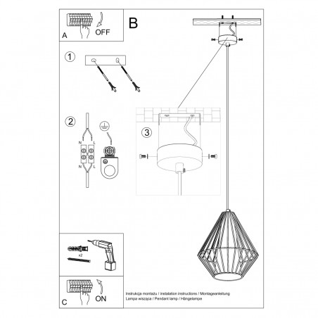Lampa wisząca DEMI czarna SL.0298 Sollux