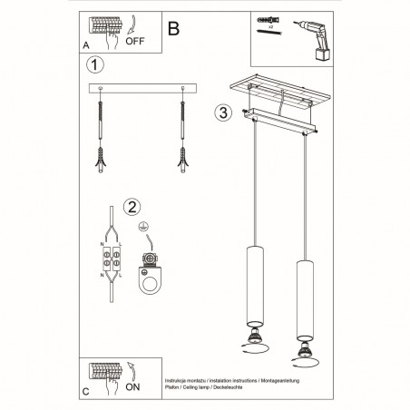 Lampa wisząca LAGOS 2 czarny SL.0328 Sollux