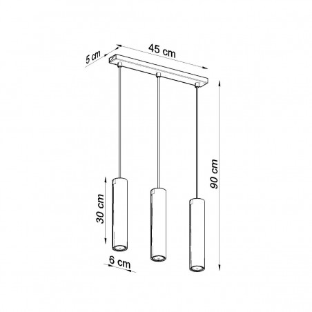 Lampa wisząca LAGOS 3L czarny SL.0329 Sollux