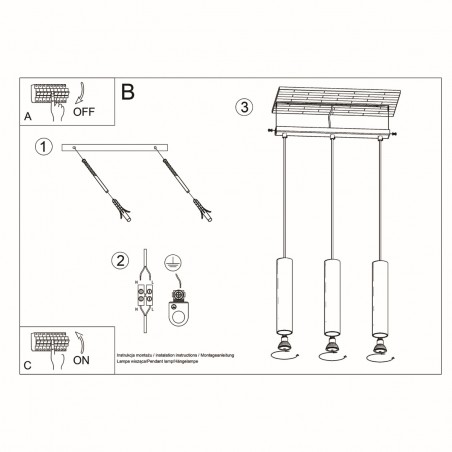 Lampa wisząca LAGOS 3L czarny SL.0329 Sollux