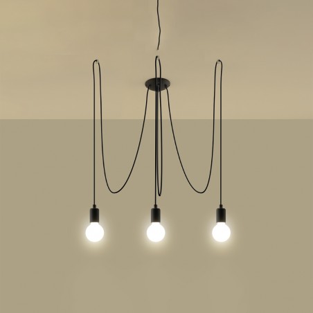 Żyrandol EDISON 3 czarny SL.0370 Sollux