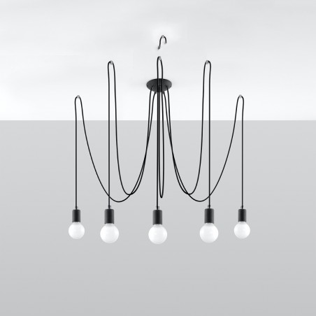 Żyrandol EDISON 5 czarny SL.0371 Sollux