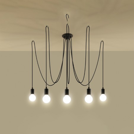 Żyrandol EDISON 5 czarny SL.0371 Sollux