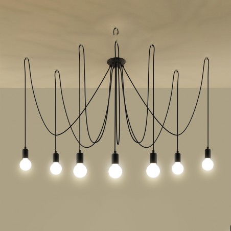 Żyrandol EDISON 7 czarny SL.0372 Sollux