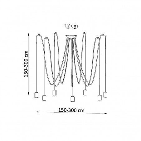 Żyrandol EDISON 7 czarny SL.0372 Sollux