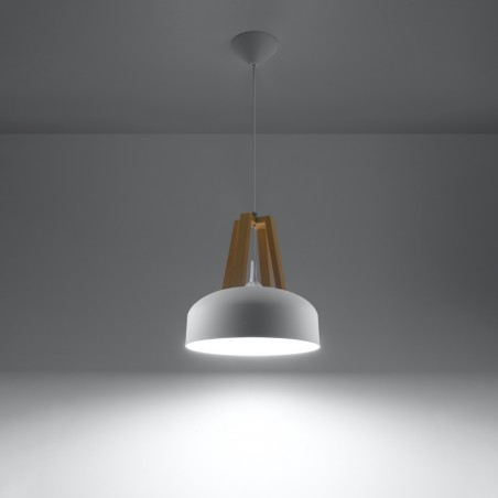 Lampa wisząca CASCO biała/naturalne drewno SL.0388 Sollux