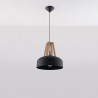 Lampa wisząca CASCO czarna/naturalne drewno SL.0390 Sollux