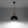 Lampa wisząca CASCO czarna/naturalne drewno SL.0390 Sollux