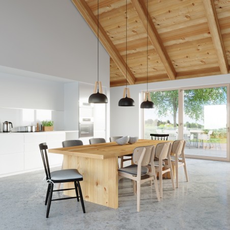Lampa wisząca CASCO czarna/naturalne drewno SL.0390 Sollux