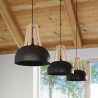 Lampa wisząca CASCO czarna/naturalne drewno SL.0390 Sollux