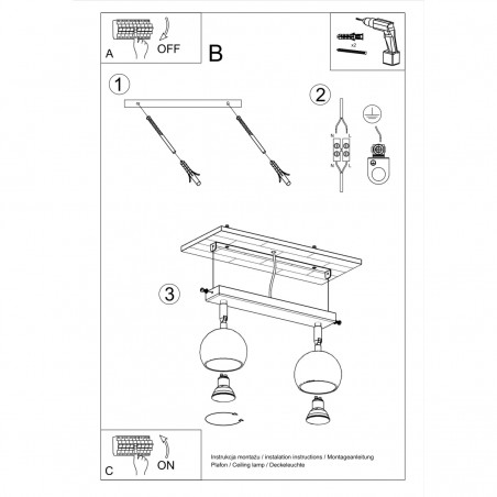 Plafon OCULARE 2 czarny SL.0444 Sollux