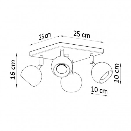 Plafon OCULARE 4 czarny SL.0446 Sollux