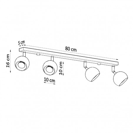 Plafon OCULARE 4L czarny SL.0447 Sollux