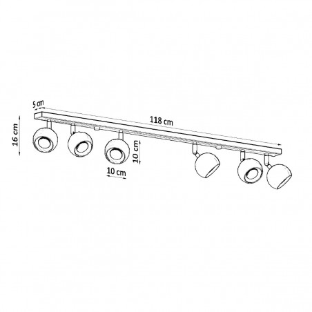 Plafon OCULARE 6L czarny SL.0448 Sollux