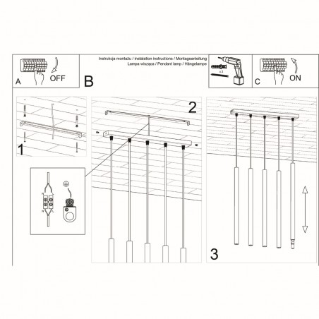 Lampa wisząca PASTELO 5 biała SL.0468 Sollux