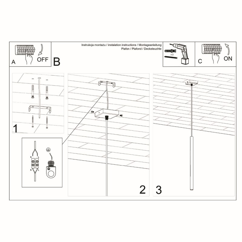 Lampa wisząca PASTELO 1 czarna SL.0469 Sollux