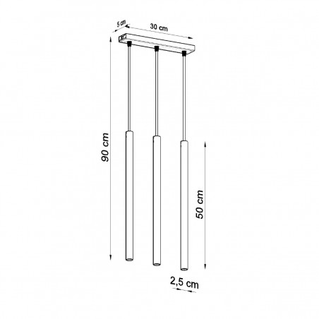 Lampa wisząca PASTELO 3 czarna SL.0470 Sollux