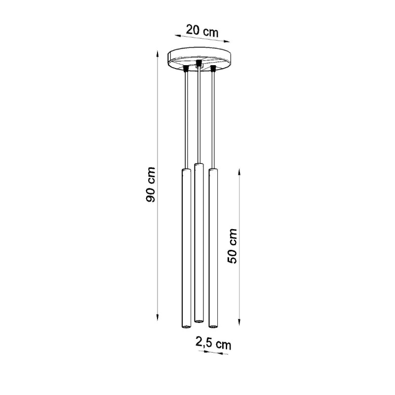 Lampa wisząca PASTELO 3P czarna SL.0471 Sollux