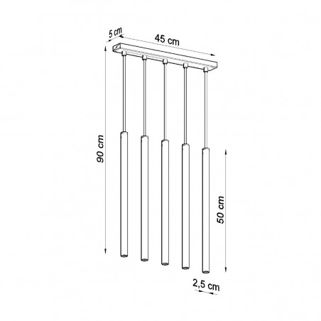 Lampa wisząca PASTELO 5 czarna SL.0472 Sollux