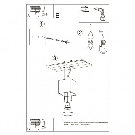 Plafon QUAD 1 antracyt SL.0567 Sollux