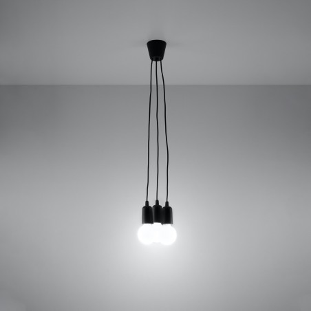 Lampa wisząca DIEGO 3 czarna SL.0573 Sollux