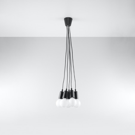Lampa wisząca DIEGO 5 czarna SL.0574 Sollux