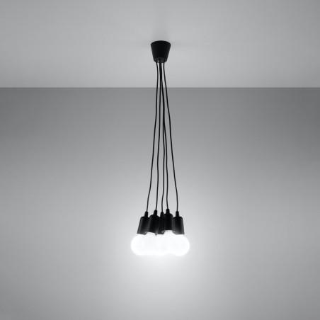 Lampa wisząca DIEGO 5 czarna SL.0574 Sollux