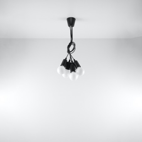 Lampa wisząca DIEGO 5 czarna SL.0574 Sollux