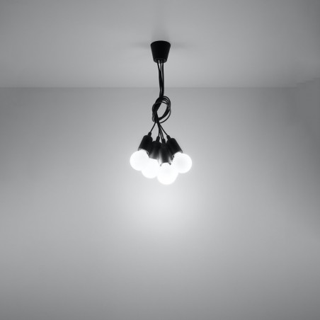 Lampa wisząca DIEGO 5 czarna SL.0574 Sollux