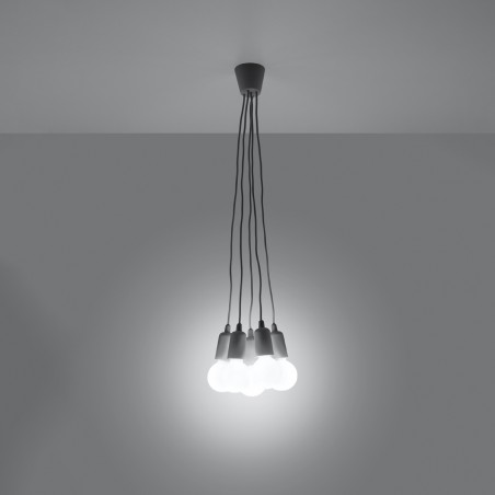 Lampa wisząca DIEGO 5 szara SL.0577 Sollux