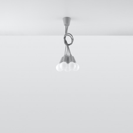 Lampa wisząca DIEGO 5 szara SL.0577 Sollux